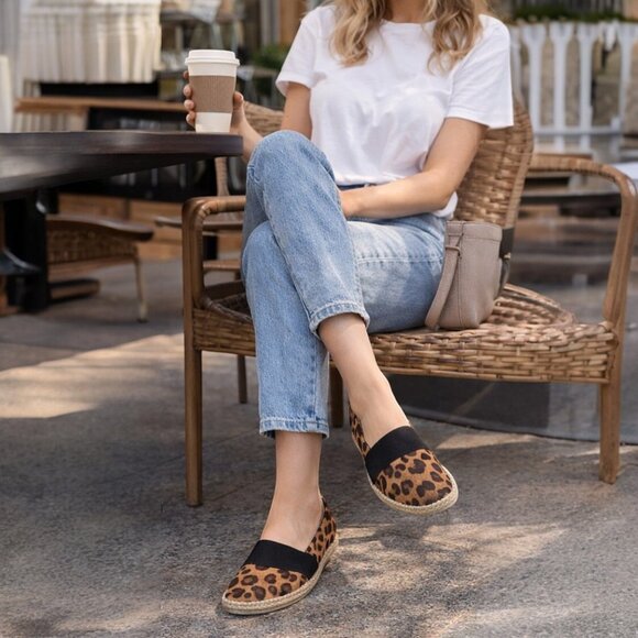 Wild Diva Shoes - Wild Diva Women's Leopard Print Closed Toe Espadrille Casual Slip-on Flats